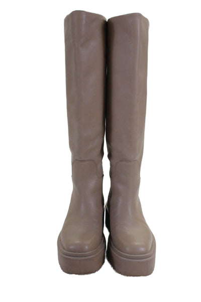 Sam Edelman Womens Leather Larina Knee High Boots Beige Size 6.5 Medium