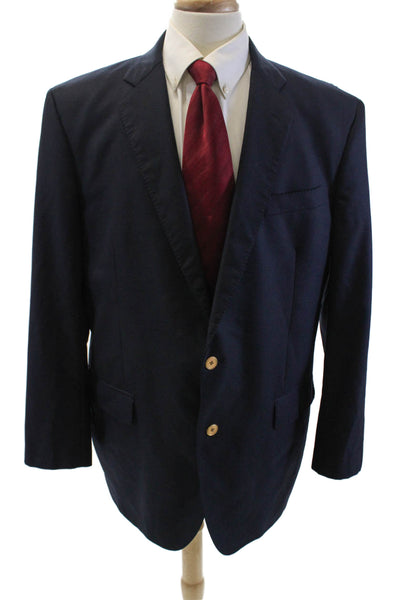 Brooks Brothers Mens Textured Lined Button Pleated Blazer Navy Size EUR 31