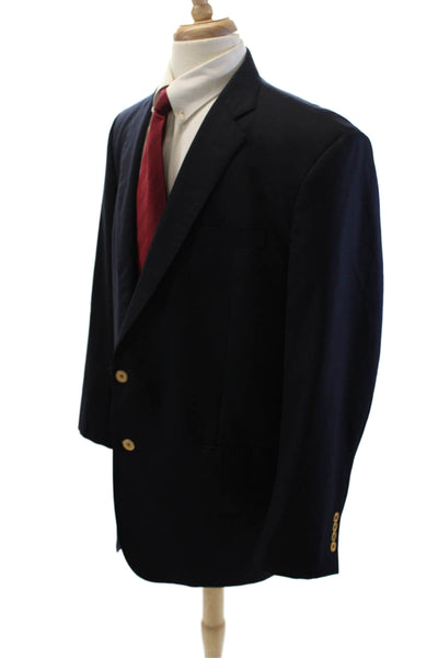 Brooks Brothers Mens Textured Lined Button Pleated Blazer Navy Size EUR 31