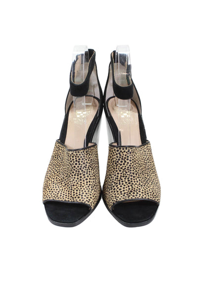 Vince Camuto Womens Animal Printed Textured Ankle Strap Colorblock Heels Size 8