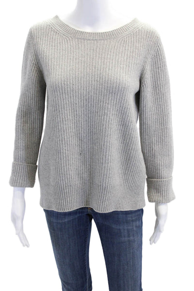Cuyana Womens Wool Long Sleeve Back Slit Sweater Top Gray Size XS