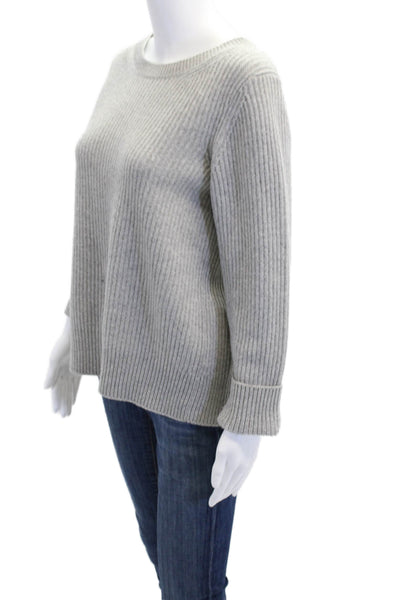 Cuyana Womens Wool Long Sleeve Back Slit Sweater Top Gray Size XS