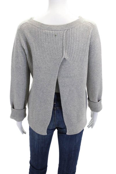 Cuyana Womens Wool Long Sleeve Back Slit Sweater Top Gray Size XS