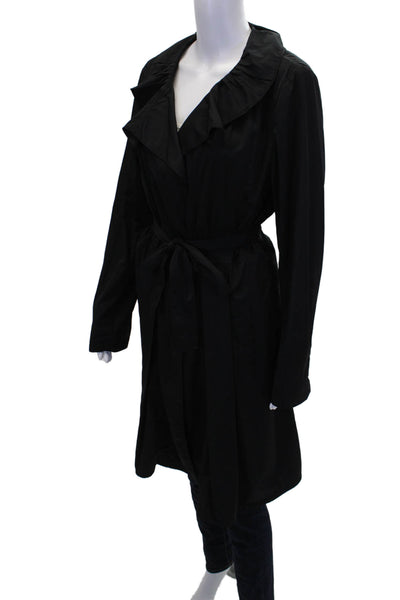 Tahari Womens Cowl Neck Button Front Long Sleeve Jacket Black Size L