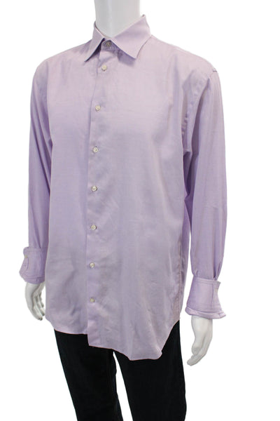 Armani Collezioni Mens Long Sleeved Buttoned Collared Shirt Purple Size 16