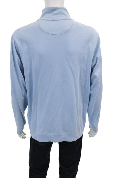 Vineyard Vines Mens Half Zip Mock Neck Long Sleeve Sweatshirt Light Blue Size L