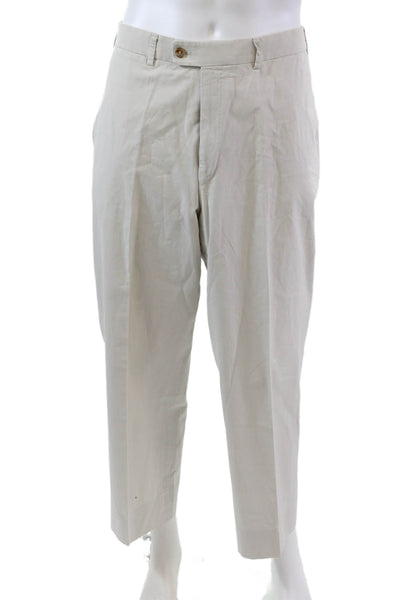 Hiltl Mens Cotton Button Closure Tapered Dress Pants Trousers Beige Size 40X38