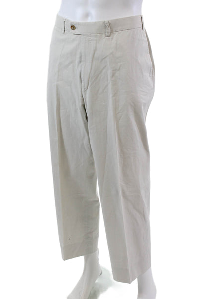 Hiltl Mens Cotton Button Closure Tapered Dress Pants Trousers Beige Size 40X38