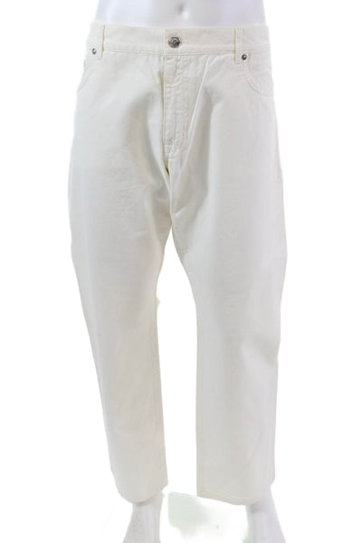 F. Façonnable Mens Cotton Five Pocket Slim Straight Leg Pants White Size 40