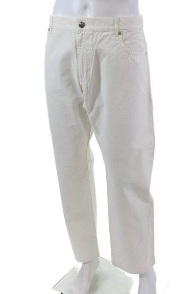 F. Façonnable Mens Cotton Five Pocket Slim Straight Leg Pants White Size 40