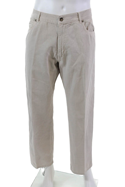 Zegna Sport Mens Five Pocket Button Closure Straight Leg Pants Beige Size 38