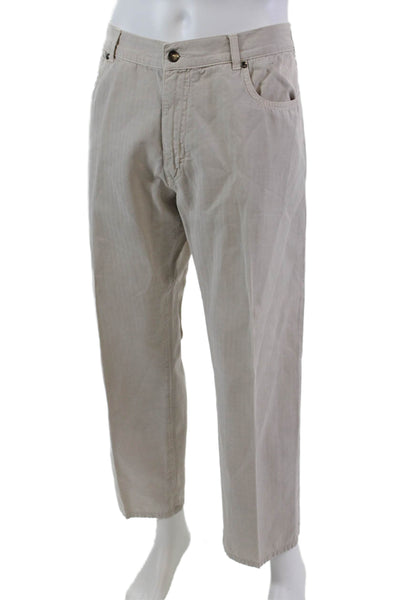 Zegna Sport Mens Five Pocket Button Closure Straight Leg Pants Beige Size 38