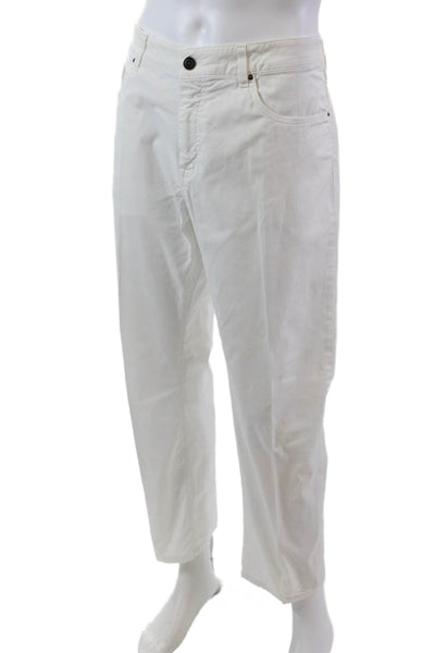 R. Derwin Mens Cotton 5 Pocket Button Close Tapered Pants Trouser White Size 40