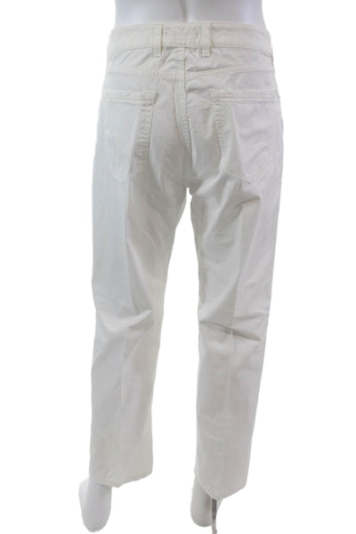 R. Derwin Mens Cotton 5 Pocket Button Close Tapered Pants Trouser White Size 40