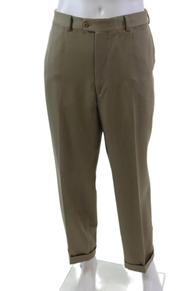 Peter Elliot Mens Wool Four Pocket Tapered Dress Pants Trousers Beige Size 40