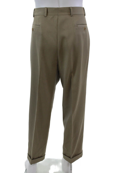 Peter Elliot Mens Wool Four Pocket Tapered Dress Pants Trousers Beige Size 40