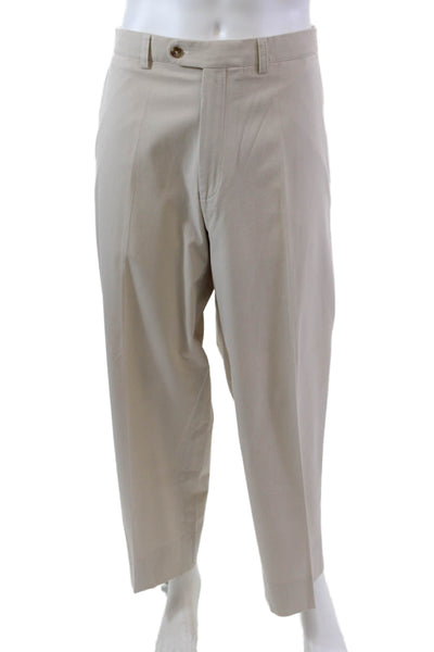 Hiltl Mens Cotton Hook Closure Straight Leg Pants Trousers Beige Size 40X38