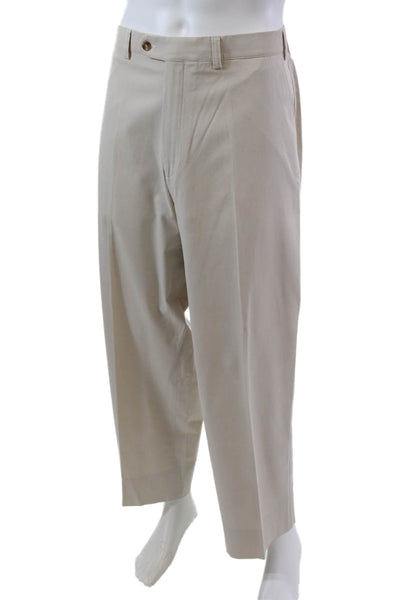 Hiltl Mens Cotton Hook Closure Straight Leg Pants Trousers Beige Size 40X38