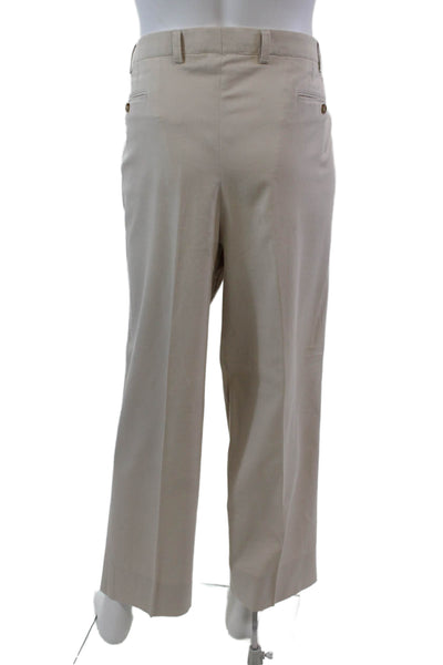 Hiltl Mens Cotton Hook Closure Straight Leg Pants Trousers Beige Size 40X38