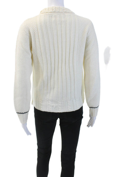 The Reeds Womens Long Sleeves Turtleneck Sweater White Wool Size Extra Small