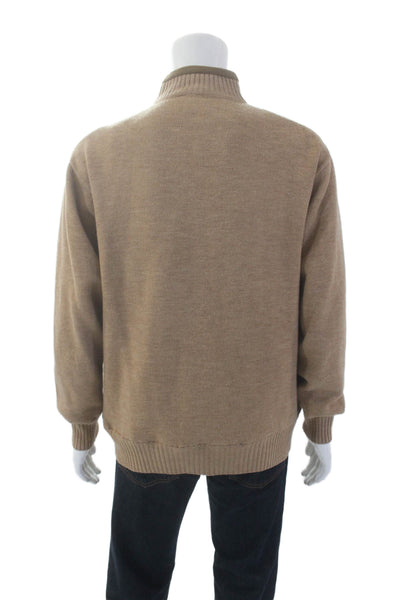 Orvis Mens Wool Full Zip Contrast Trim Lined lacket Brown Size L