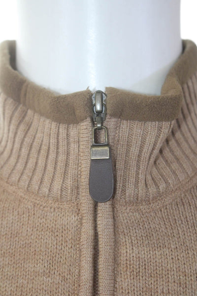 Orvis Mens Wool Full Zip Contrast Trim Lined lacket Brown Size L