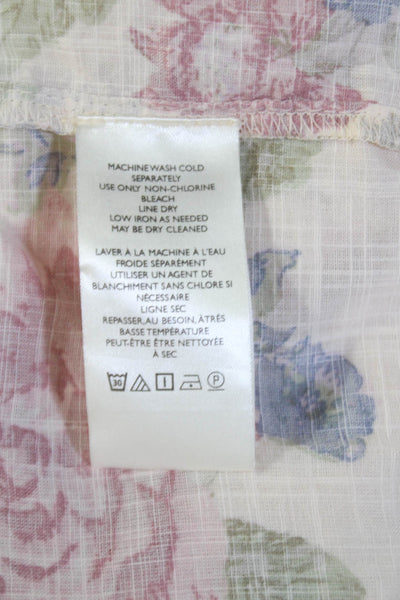 Free People Womens Cotton Floral Print Long Sleeve Blouse Multicolor Size S