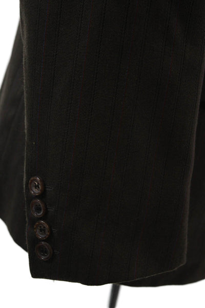 Impulz Mens Double Breasted Striped Long Sleeve Lined Blazer Brown Size 40