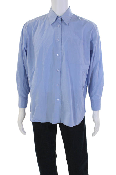 Mijeong Park Mens Cotton Buttoned Long Sleeve Collared Top Blue Size S