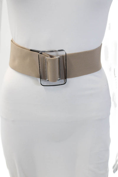 Marni Womens Elastic Clear Buckled Leather Accented Belt Beige m