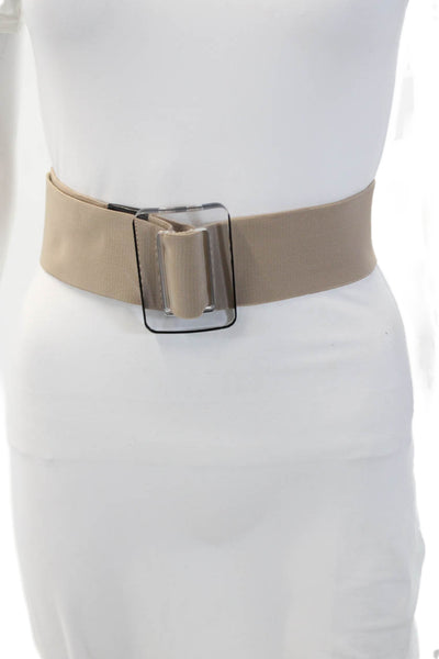 Marni Womens Elastic Clear Buckled Leather Accented Belt Beige m