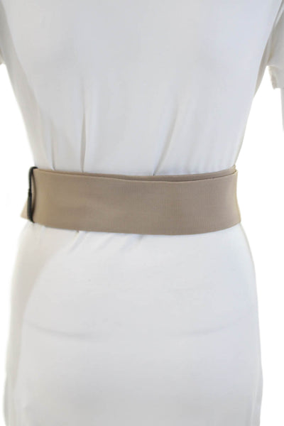 Marni Womens Elastic Clear Buckled Leather Accented Belt Beige m