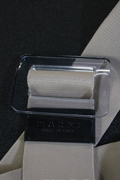 Marni Womens Elastic Clear Buckled Leather Accented Belt Beige m