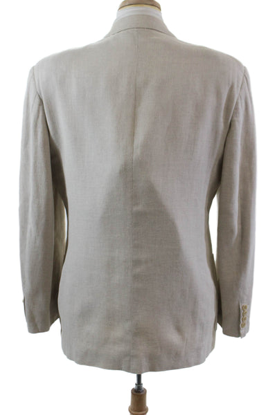 Valentino Mens Linen Blend Three Button Long Sleeve Blazer Beige Size 40R