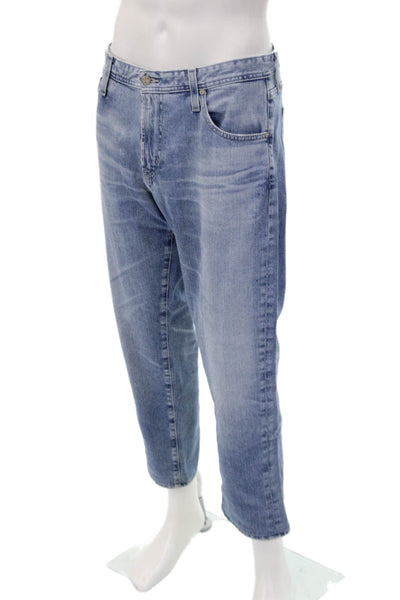 AG Adriano Goldschmied Mens Mid Rise Light Wash Straight Leg Jeans Blue Size 36X