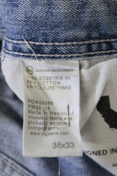 AG Adriano Goldschmied Mens Mid Rise Light Wash Straight Leg Jeans Blue Size 36X