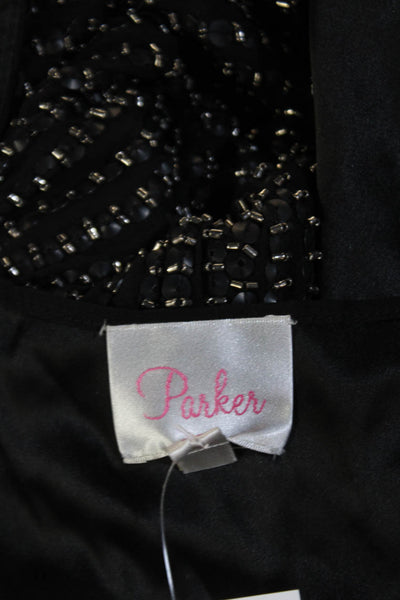 Parker Womens Silk Sequin V Neck Sleeveless Romper Black Size XS