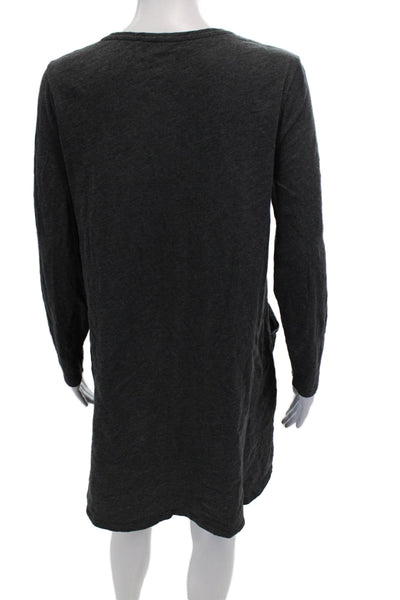 Eileen Fisher Womens Long Sleeves V Neck Dress Gray Size Extra Small