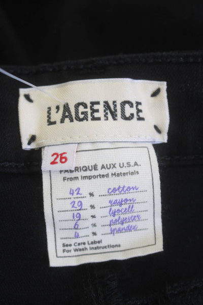 L Agence Womens Zipper Fly High Rise Sabine Skinny Zip Ankle Jeans Black Size 26