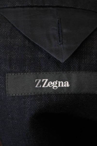 Z Zegna Mens Cotton Long Sleeve Buttoned Suit Jacket Black Size 54