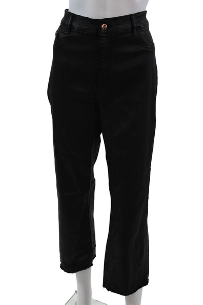 DL1961 Womens High Rise Bridget Coated Cropped Black Cotton Size 33