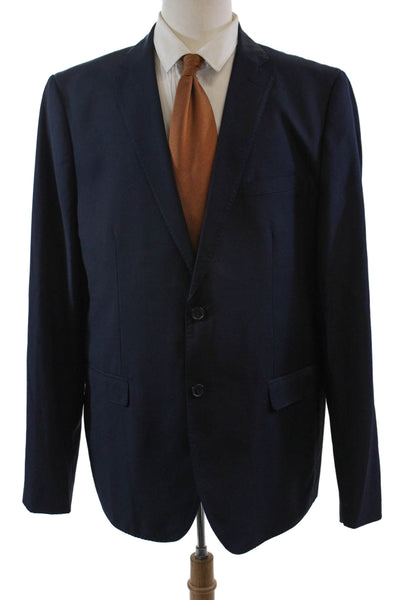 Angelo Emiliani Mens Two-Buttoned Vented Collared Blazer Blue Size EUR 60