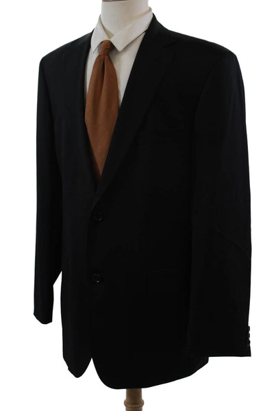 Boss Hugo Boss Mens Wool Vented Collared Two-Buttoned Blazer Black Size 42