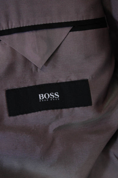 Boss Hugo Boss Mens Wool Vented Collared Two-Buttoned Blazer Black Size 42