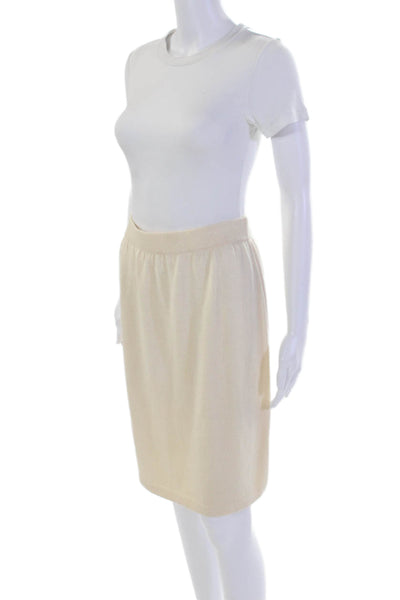 St. John Basics Womens Textured Elastic Waisted Knit Straight Skirt Beige Size 8