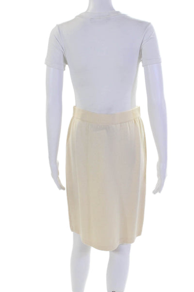 St. John Basics Womens Textured Elastic Waisted Knit Straight Skirt Beige Size 8