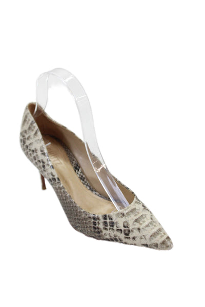 Schutz Womens Textured Snakeskin Pointed Toe Stiletto Pumps Beige Size 6