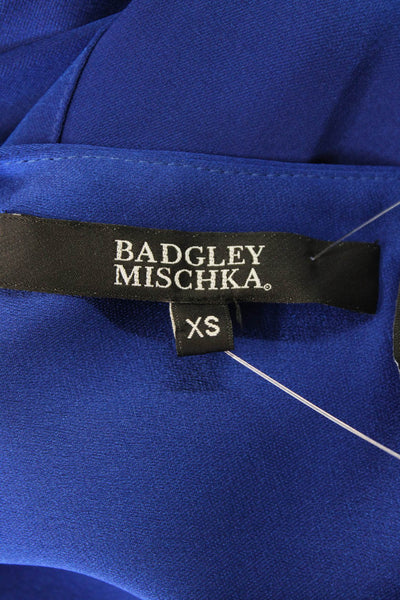Badgley Mischka Womens V-neck 3/4 Sleeve Wrap Dress Ink Blue Size XS