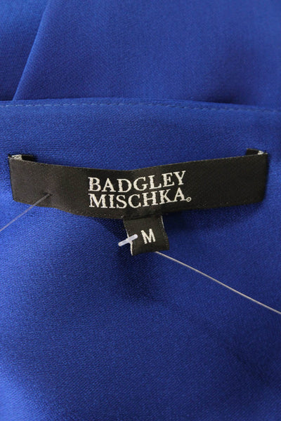 Badgley Mischka Womens V-neck 3/4 Sleeve Wrap Dress Ink Blue Size M