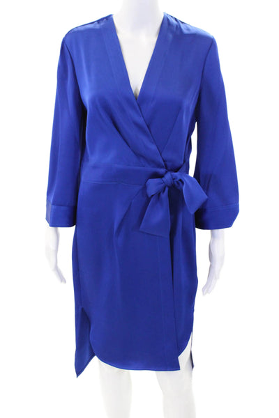 Badgley Mischka Womens V-neck 3/4 Sleeve Wrap Dress Ink Blue Size S